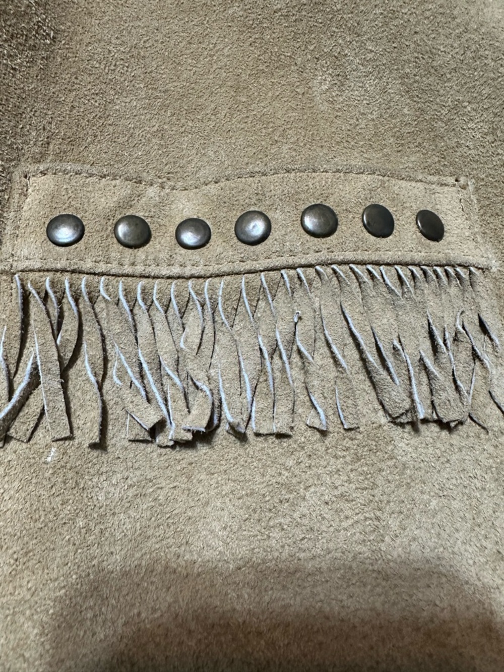 Boho Tan Suede Fringe & Stud Western Leather Jacket - Picture 5 of 9